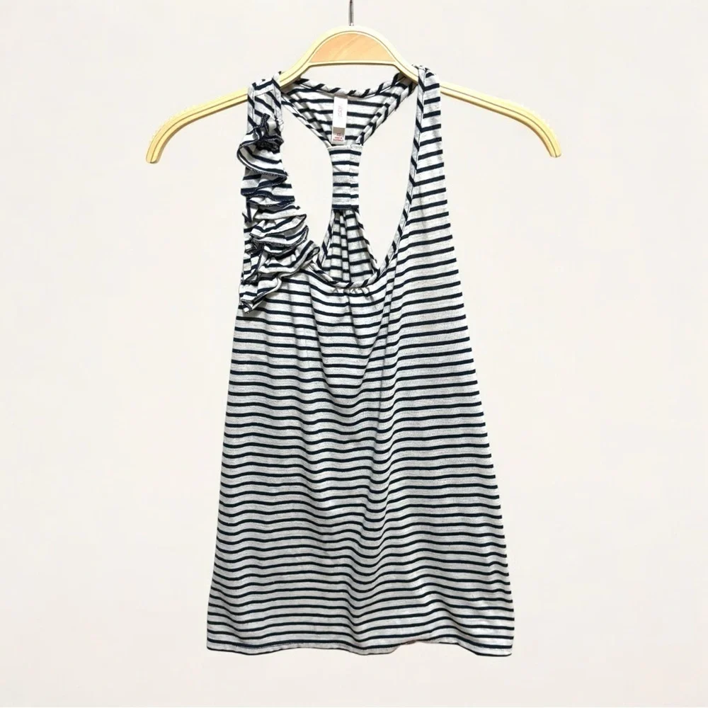 Striped Racerback Top with Ruffle Detail - Picture 5 of 10